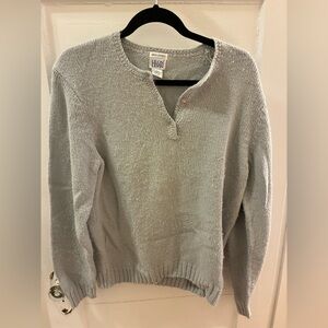 Leon Levin Hand Loomed Gray Henley Sweater
